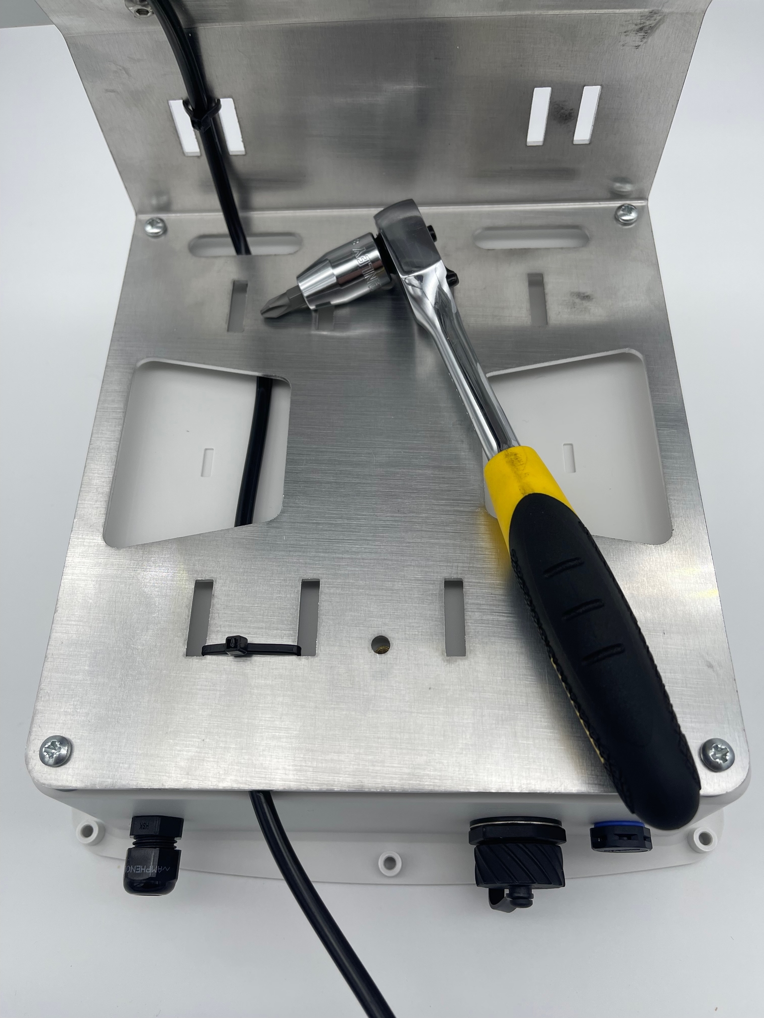 Solar panel bracket attached to gateway