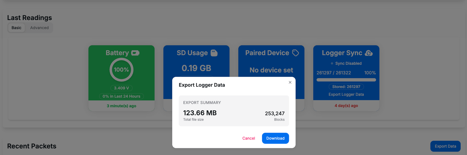 Export Logger Dialog